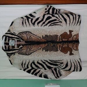 Vintage 80s Sugar Street Weavers Animal Print Safari Tapestry Jacket
